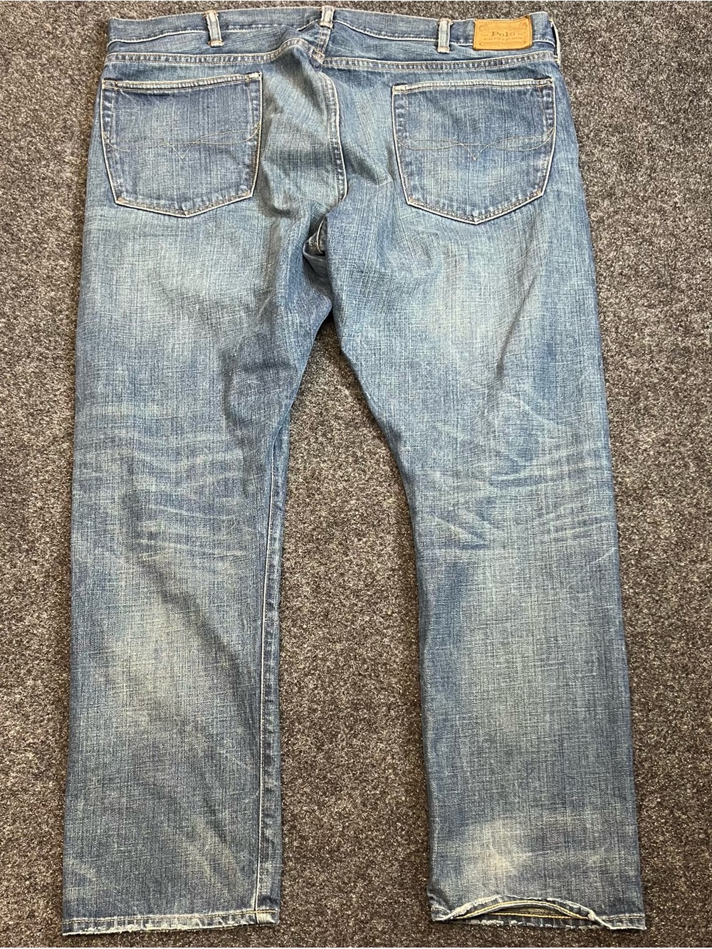 Polo Ralph Lauren Men’s Jeans 42x30 Blue Distressed Slim Fit Denim Pants - Picture 4 of 5
